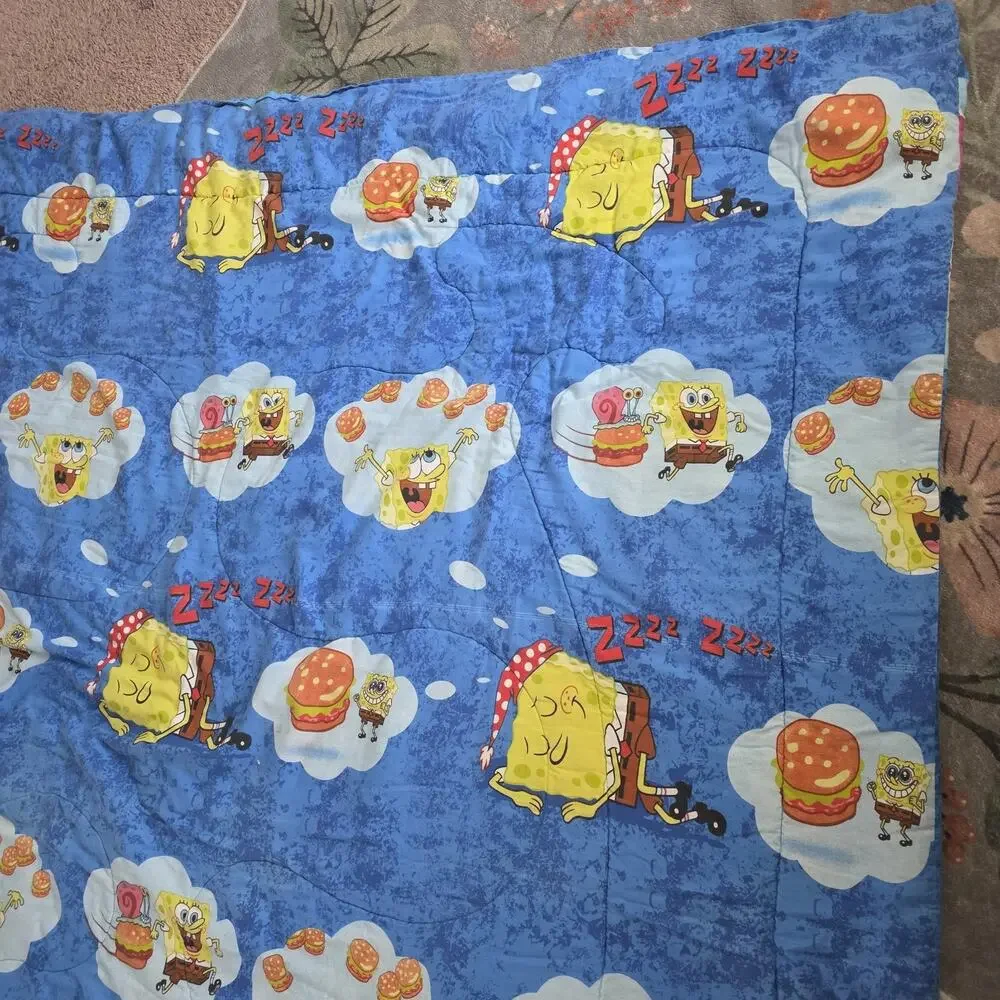 Vintage SpongeBob SquarePants 2004 Comforter Blanket Gary Snail Jellyfish Y2K